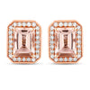 1.82 Carat Genuine Morganite and White Diamond 14K Rose Gold Earrings