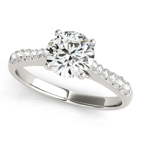 Anillo de compromiso de oro blanco de 14k con diamante de talla redonda (1 5/8 qt)