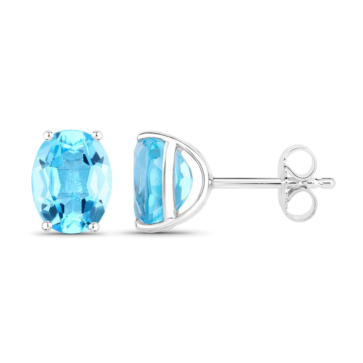 Pendientes de topacio azul suizo auténtico de 4,00 quilates de plata de ley .925