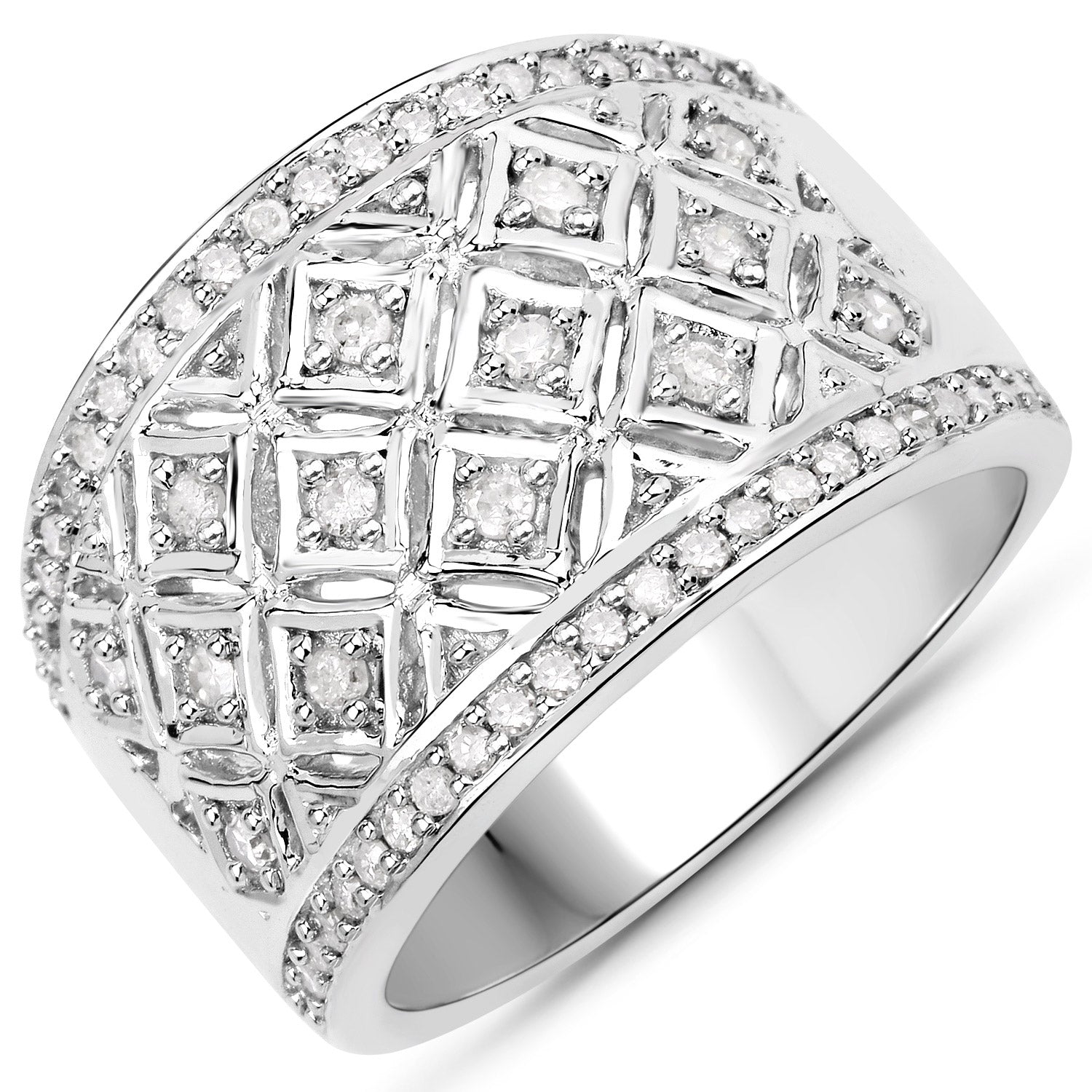 Anillo de Plata de ley .925 con Diamante Blanco Genuino de 0,52 Quilates