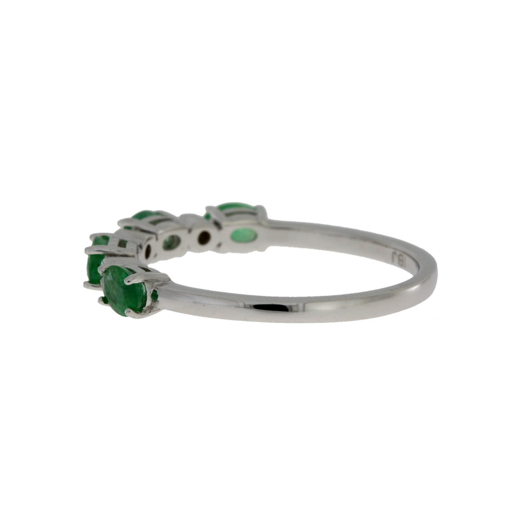 Emerald Diamond Fashion band rings 14KT White Gold
