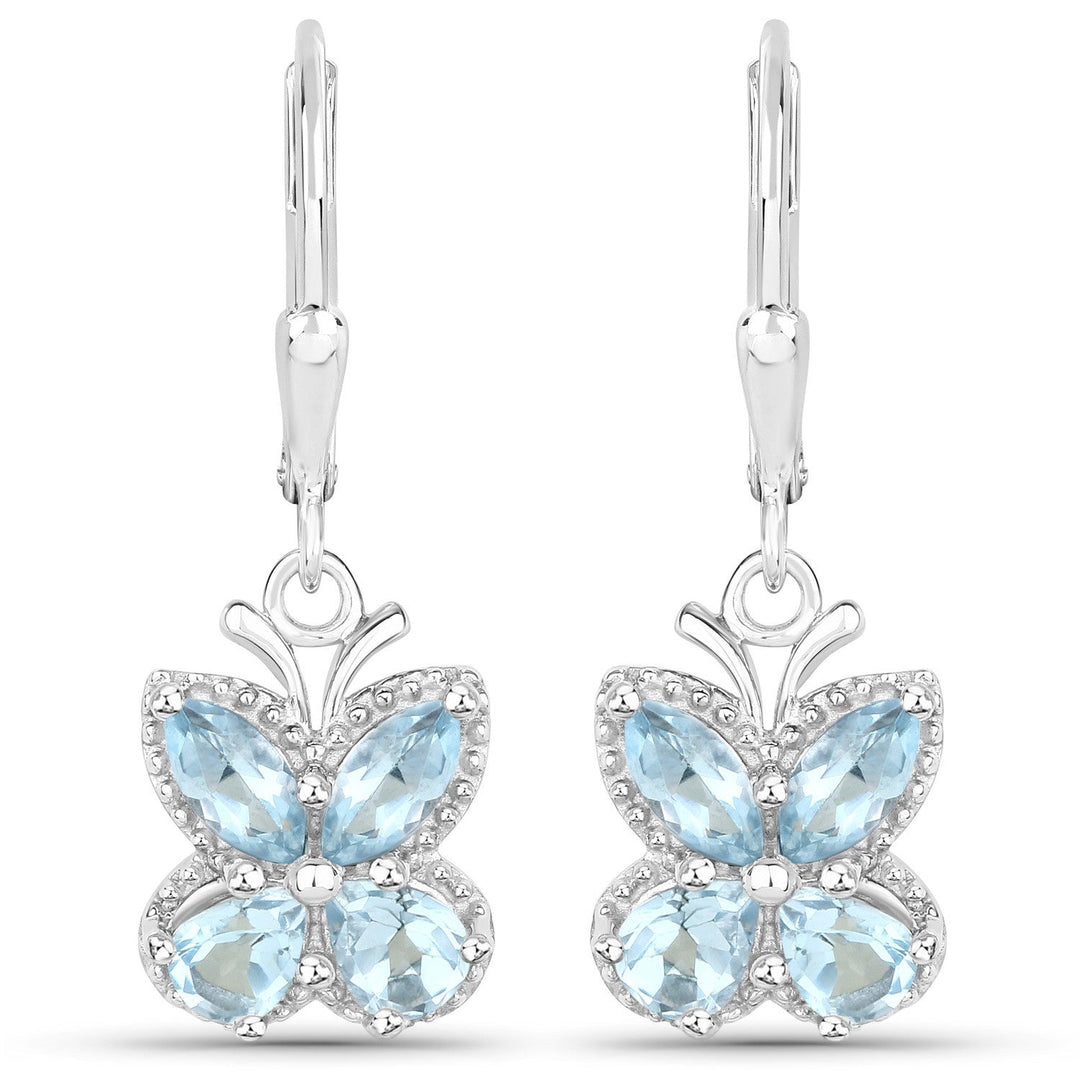 2.60 Carat Genuine Blue Topaz .925 Sterling Silver Earrings