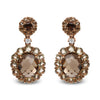 18K Rose Gold Diamond Accent and  Lemon and Oval Smoky Color Quartz Gemstone Dangle Drop Earring (G-H Color, SI1-SI2 Clarity)