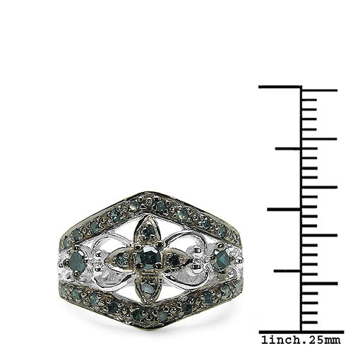 Anillo de plata de ley .925 con diamante azul auténtico de 0,47 quilates