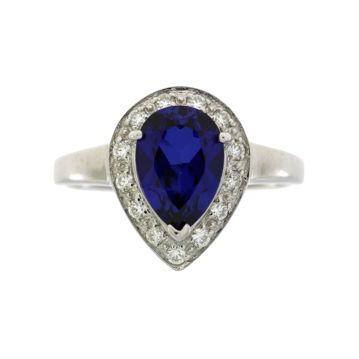 Anillo de zafiro y moissanita de plata esterlina
