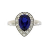 Created Sapphire Moissanite Ring Sterling Silver