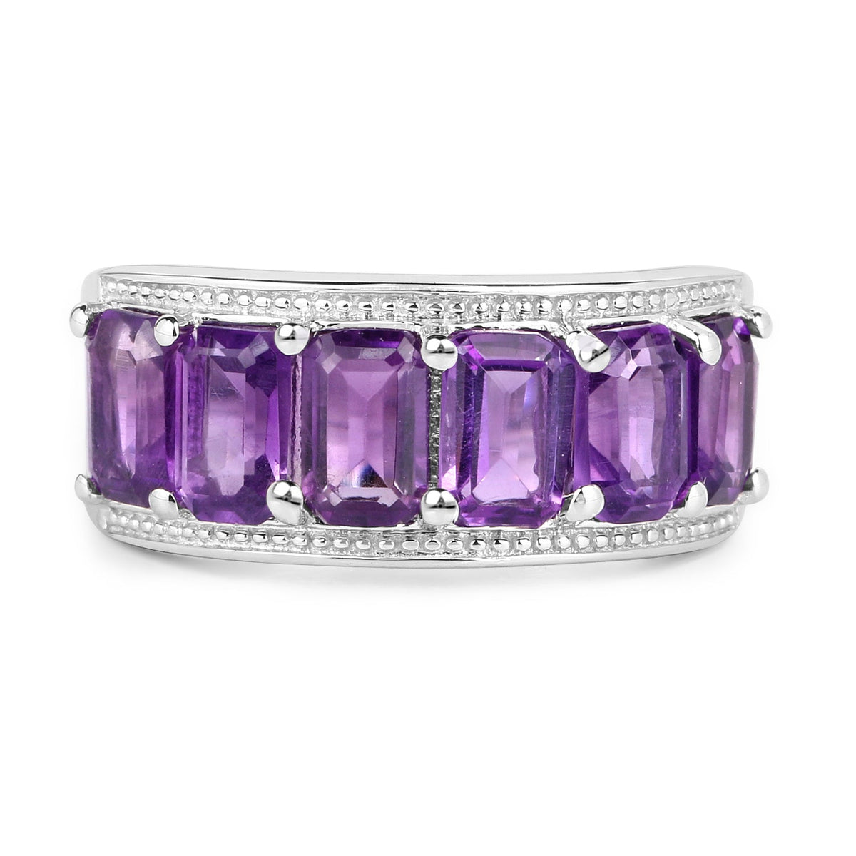 Anillo de plata esterlina .925 con amatista auténtica de 3.30 quilates