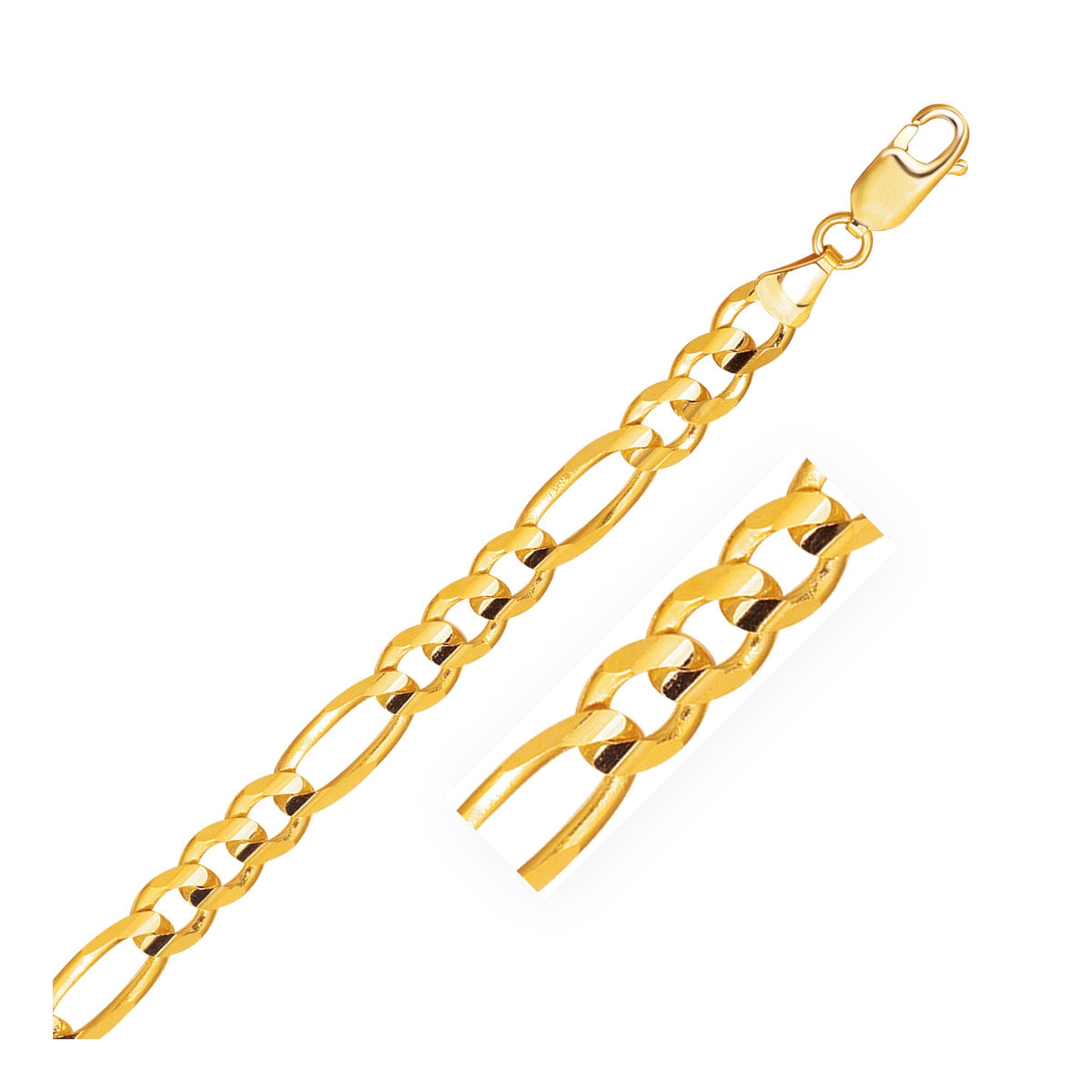 Pulsera Figaro de oro amarillo macizo de 10k (6.60 mm)