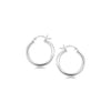 Sterling Silver Polished Hoop Motif Earrings with Rhodium Plating (20mm)