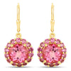 10.74 Carat Genuine Pink Topaz and Rhodolite Garnet .925 Sterling Silver Earrings