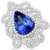 Anillo de oro blanco de 18 quilates con tanzanita genuina de 11,68 quilates y diamantes blancos