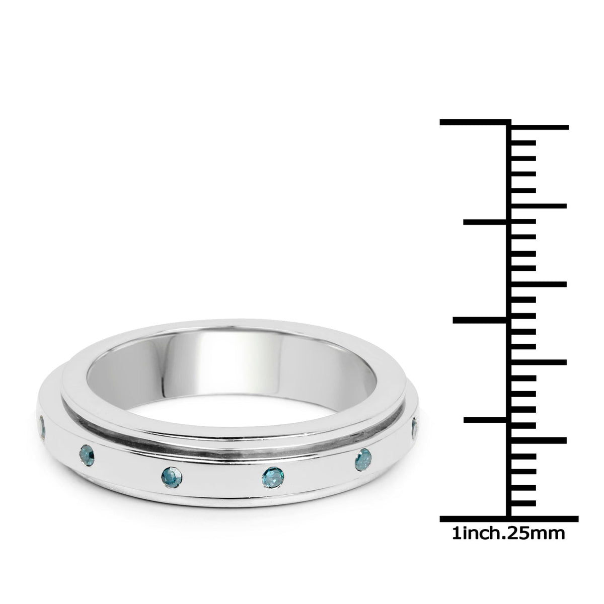 Anillo de plata de ley .925 con diamante azul auténtico de 0,14 quilates