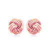 14k Rose Gold Love Knot with Ridge Texture Earrings