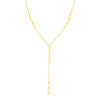 14K Yellow Gold Lariat Necklace with Paperclip Chain Stations