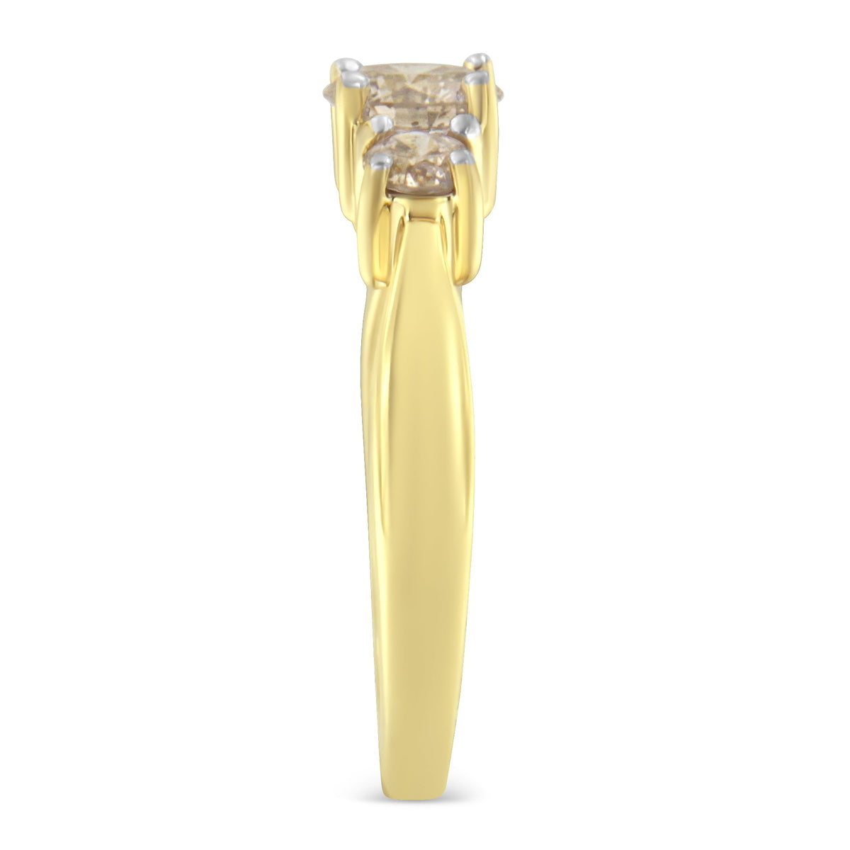 Anillo de banda de tres piedras con diamantes de oro amarillo de 10 qt (1,00 qt en total, color J-K, claridad I2-I3)