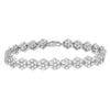 .925 Sterling Silver 2.0 cttw Diamond 7 Stone Floral Cluster Link Bracelet (I-J Color, I3 Clarity) -7.25