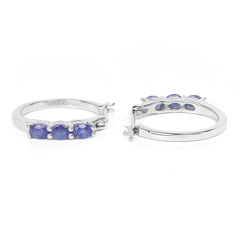 1.32 Carat Genuine Blue Sapphire .925 Sterling Silver Earrings