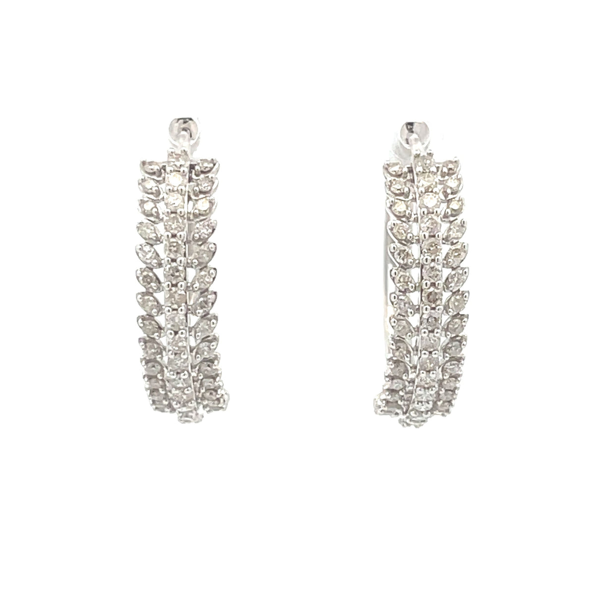 Pendientes de aro de diamantes naturales de 1.02 ct en oro blanco de 10 kt