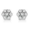 14K White Gold 1/2 Cttw Prong Set Round-Cut Diamond Flower Stud Earring (H-I Color, I1-I2 Clarity)