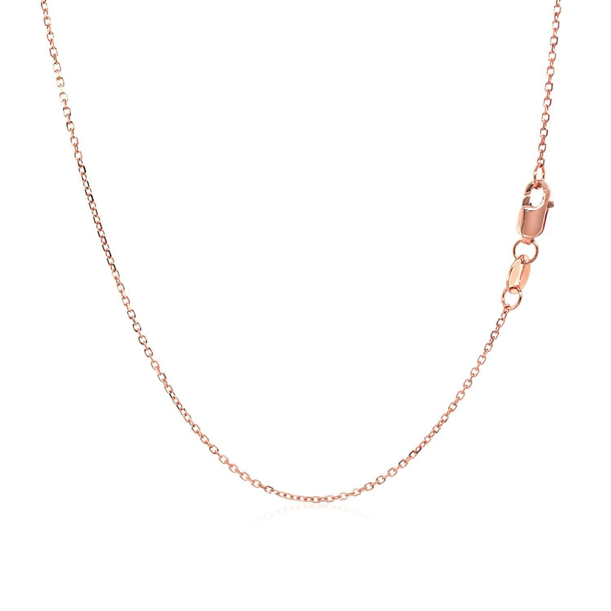 Cadena de eslabones de cable con corte de diamante en oro rosa de 18k (0.75 mm)