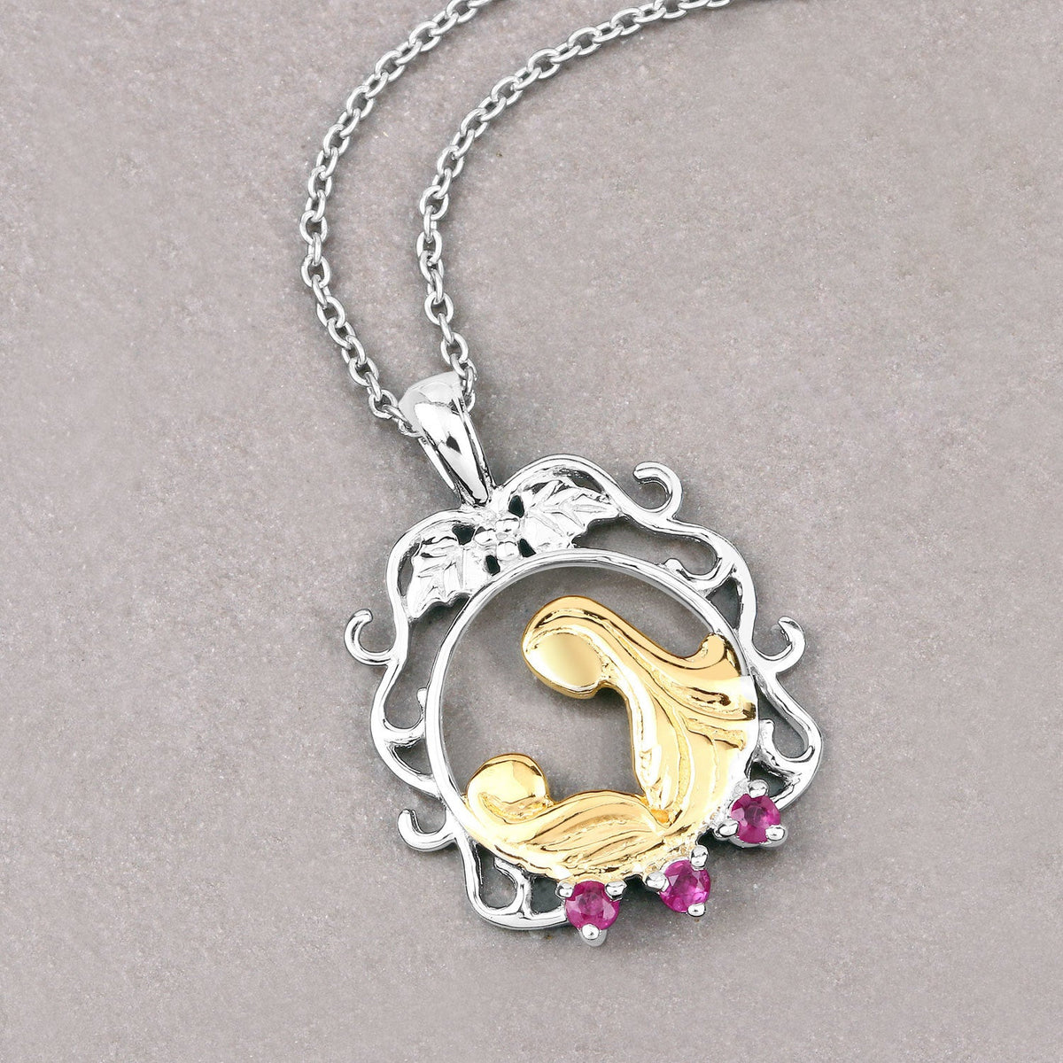 Colgante de plata esterlina .925 con rubí genuino de 0,14 quilates