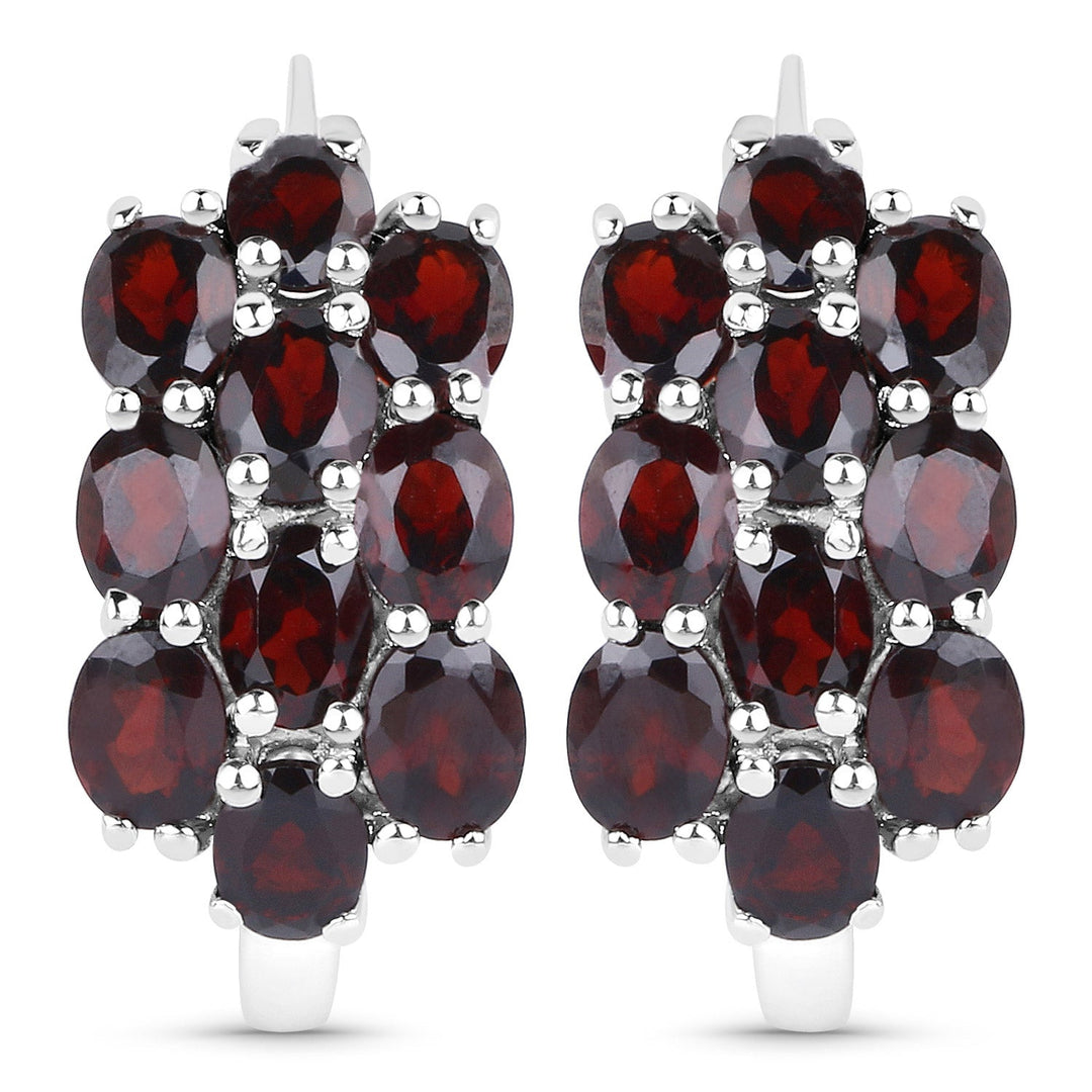 Conjunto de joyas de 3 piezas de plata esterlina .925 con granate genuino de 10,40 quilates (anillo, pendientes y colgante con cadena)