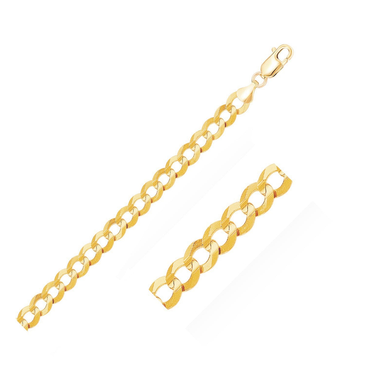 Pulsera Barbada Sólida de Oro Amarillo de 14k y 8.2mm