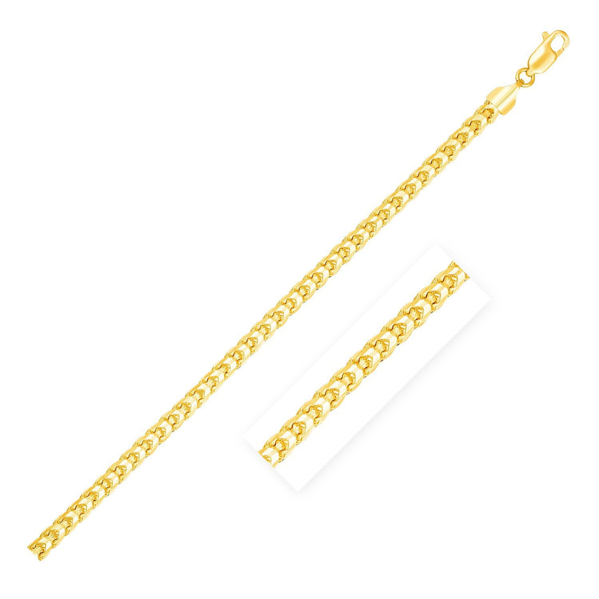 Cadena Franco redonda de oro macizo de 14k con corte de diamante de 2.7mm
