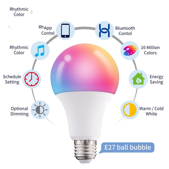 Intelligent Color LED Smart Light Bulb with TUYA App & Bluetooth Control