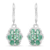 2.48 Carat Genuine Zambian Emerald and White Zircon .925 Sterling Silver Earrings