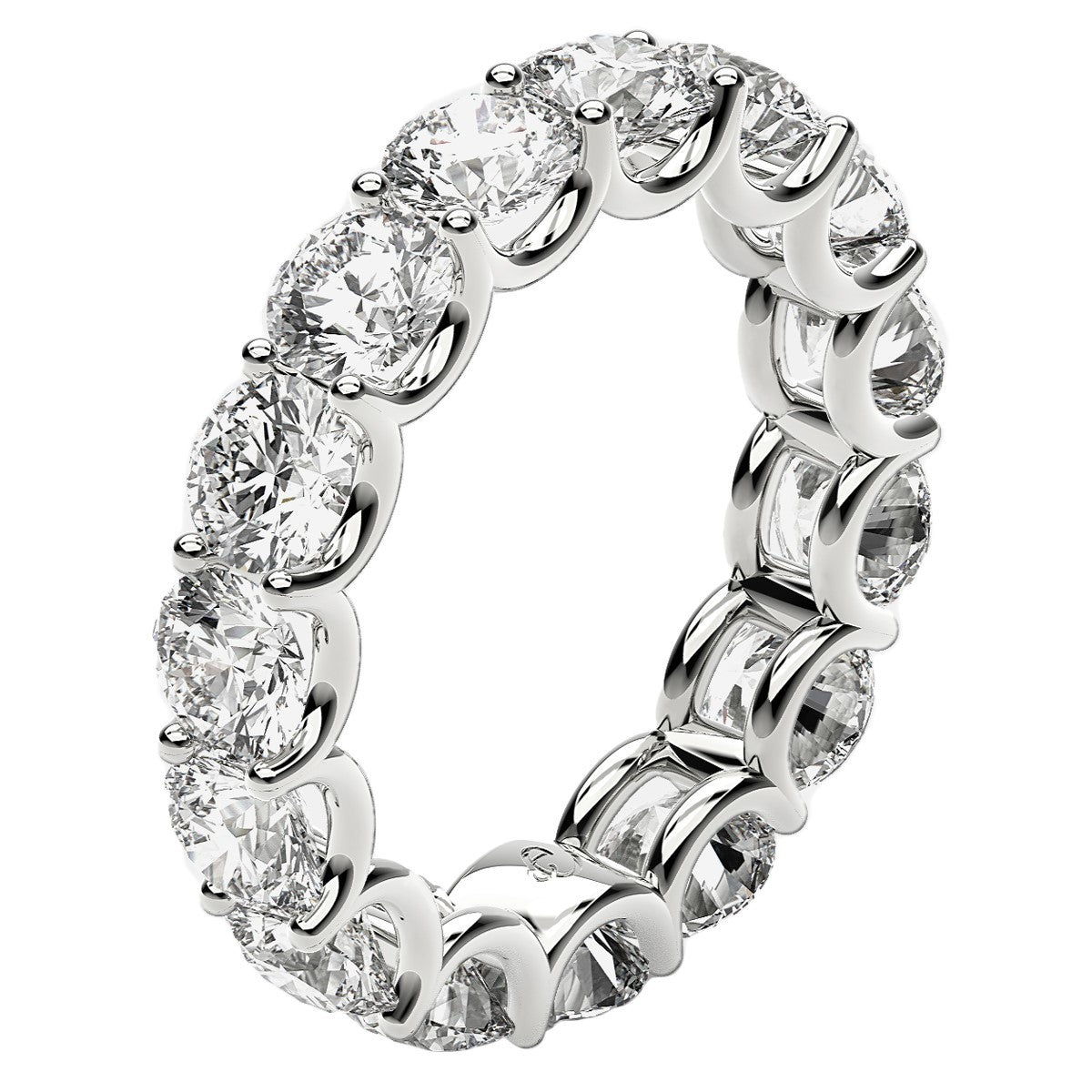 Anillo de eternidad de diamantes cultivados en laboratorio de talla redonda en oro blanco de 14k (5 quilates FG/VS2)