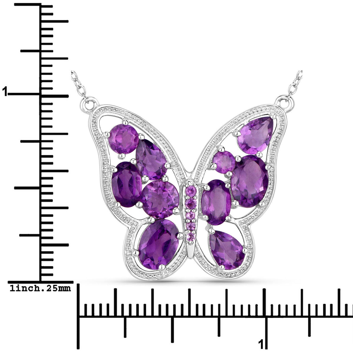 Collar de plata de ley .925 con amatista auténtica de 4,32 quilates