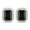 3.57 Carat Genuine Green Tourmaline and White Diamond 14K White Gold Earrings