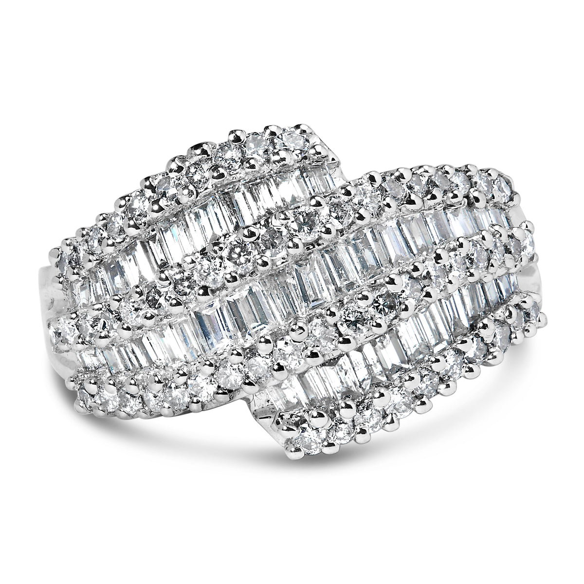 Anillo de cóctel de oro blanco de 14 quilates con diamantes (1 3/4 Cttw, color H-I, claridad SI2-I1) - Talla 6-1/2