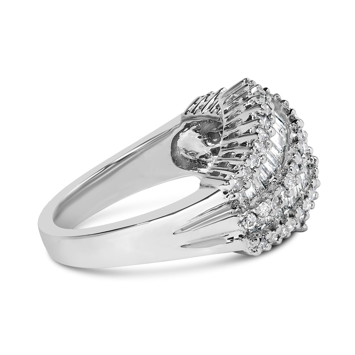 Anillo de cóctel de oro blanco de 14 quilates con diamantes (1 3/4 Cttw, color H-I, claridad SI2-I1) - Talla 6-1/2