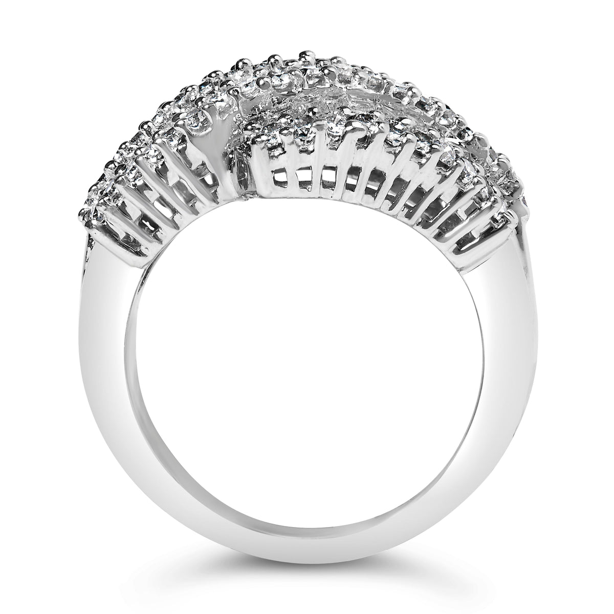 Anillo de cóctel de oro blanco de 14 quilates con diamantes (1 3/4 Cttw, color H-I, claridad SI2-I1) - Talla 6-1/2
