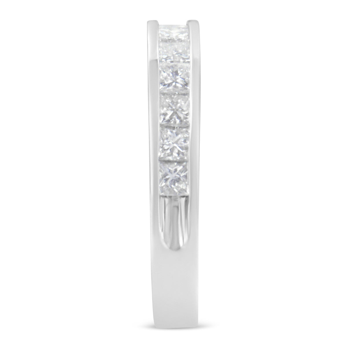 Anillo de banda de oro blanco de 18 quilates con diamantes talla princesa para mujer (1 quilate total, color G-H, claridad SI1-SI2) - Talla 6