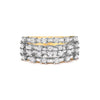 14K Yellow Gold 1.0 Cttw Round and Baguette Diamond Multi-Row Band Ring