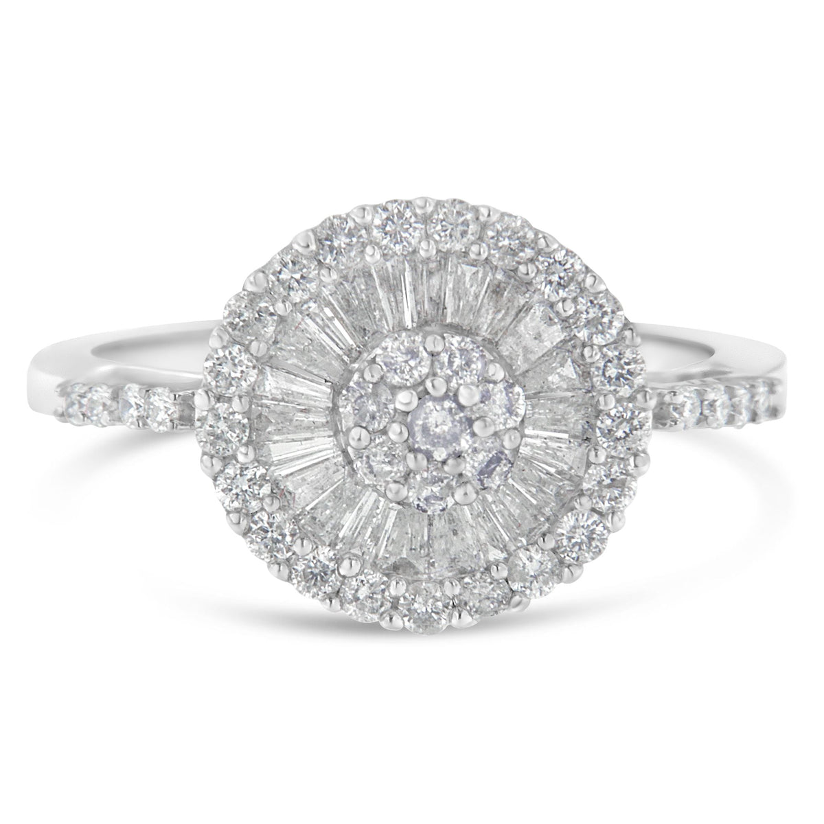 Anillo de cóctel de oro blanco de 10 kt con diamante (1 qt en total, color H-I, claridad SI2-I1)