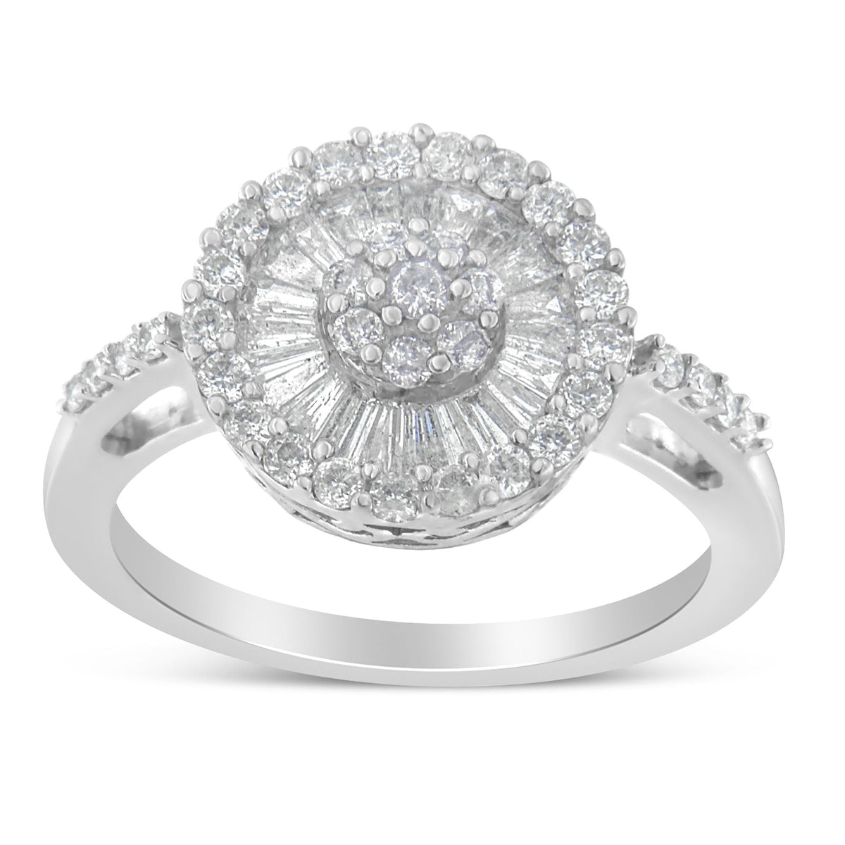 Anillo de cóctel de oro blanco de 10 kt con diamante (1 qt en total, color H-I, claridad SI2-I1)