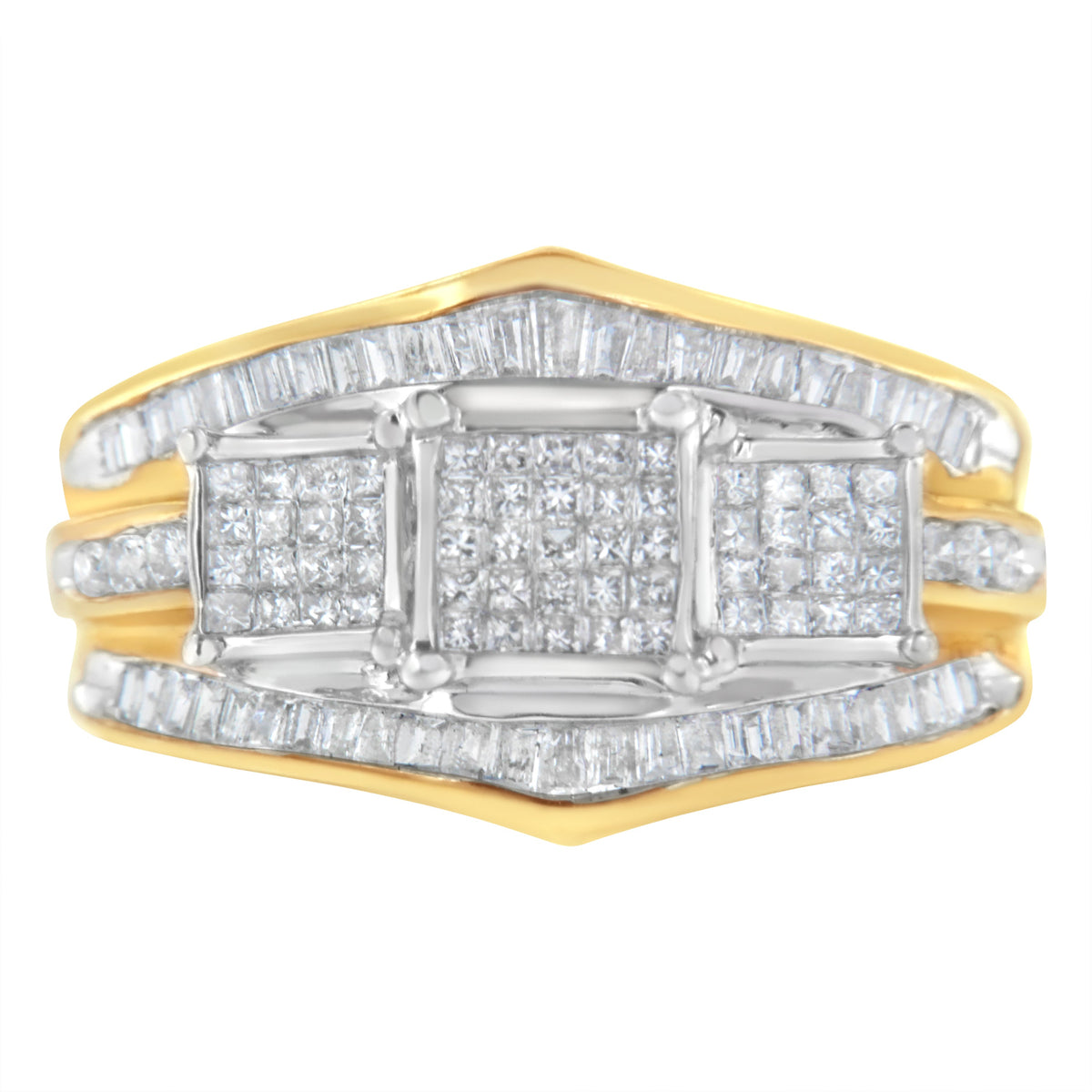 Anillo de oro de dos tonos de 10 quilates con diamantes (1 qtc, color H-I, claridad SI1-SI2)