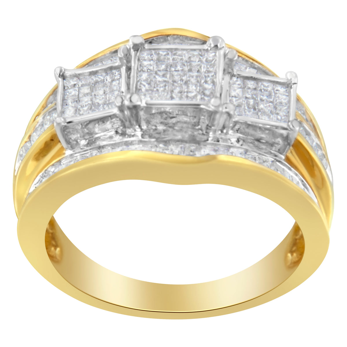 Anillo de oro de dos tonos de 10 quilates con diamantes (1 qtc, color H-I, claridad SI1-SI2)