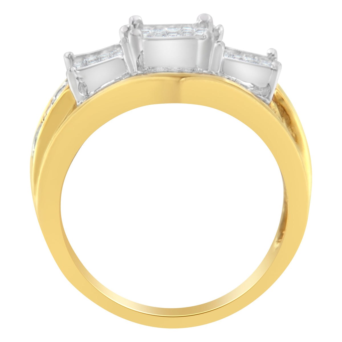Anillo de oro de dos tonos de 10 quilates con diamantes (1 qtc, color H-I, claridad SI1-SI2)