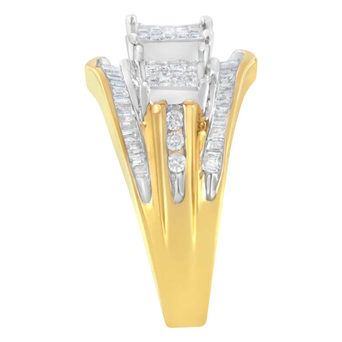 Anillo de oro de dos tonos de 10 quilates con diamantes (1 qtc, color H-I, claridad SI1-SI2)