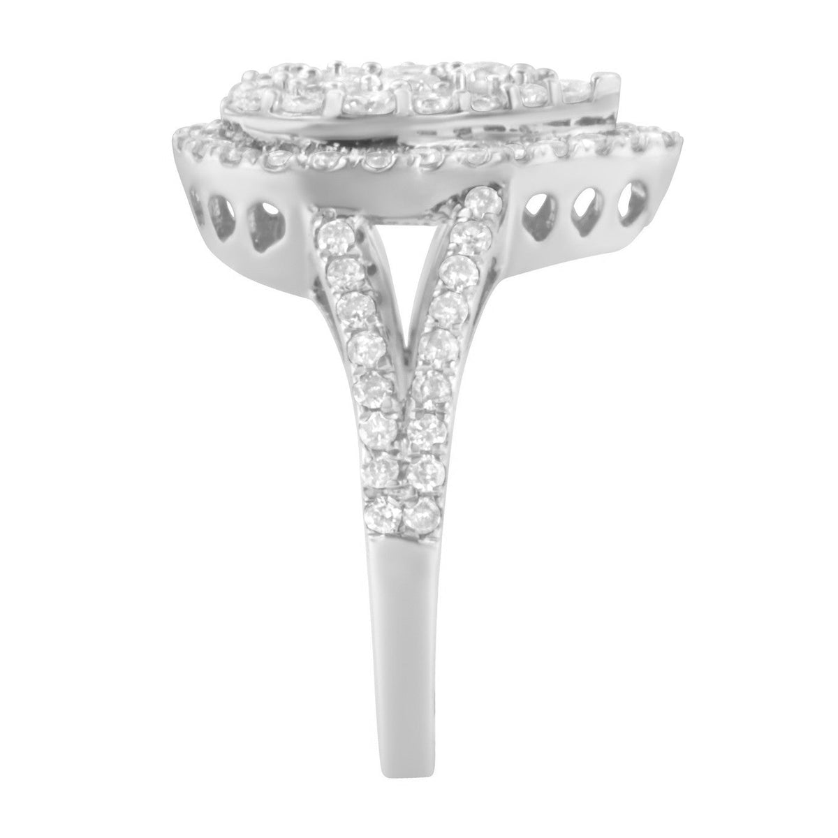 Anillo de racimo de diamantes de plata de ley .925 (1 1/2 Cttw, color H-I, claridad I1-I2) - Talla 6
