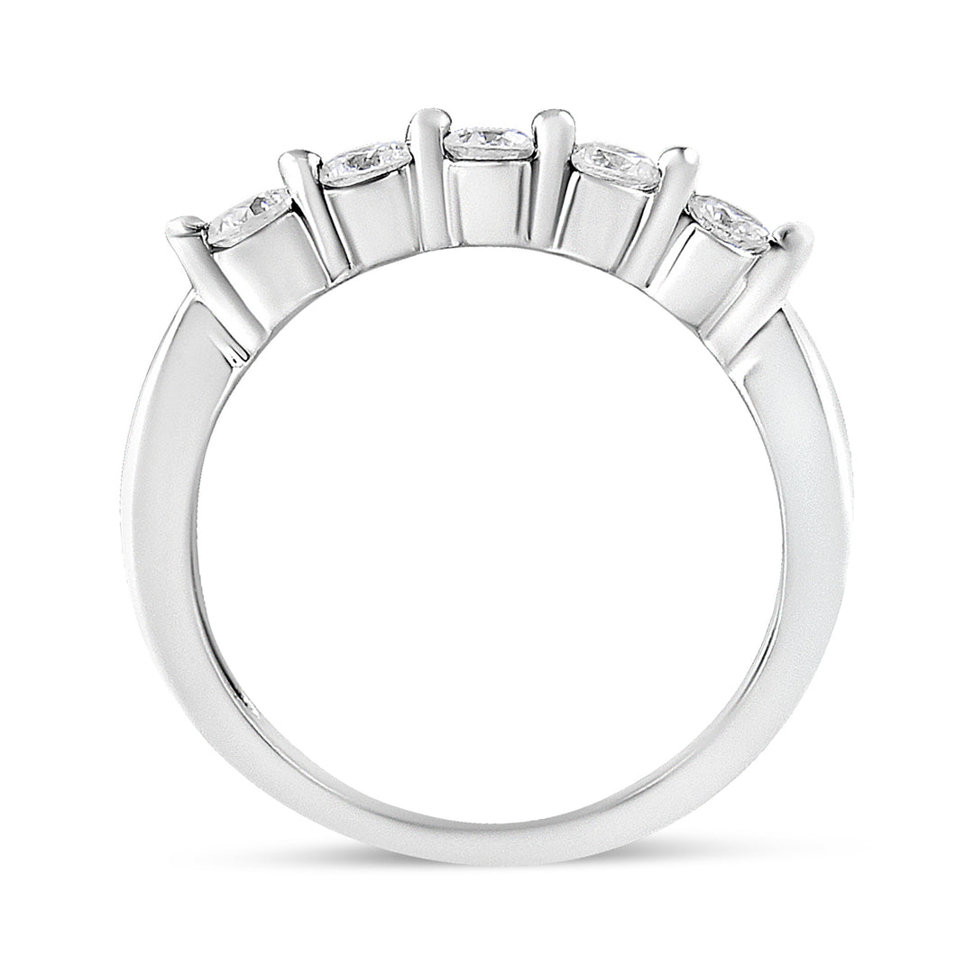 14K White Gold 1/2 Cttw Round-Cut 5-Stone Diamond Ring (H-I Color, SI1-SI2 Clarity) Size 7