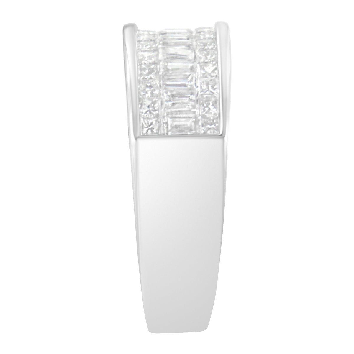 Anillo de oro blanco de 14 quilates con diamantes talla princesa y baguette (1,0 Cttw, color H-I, claridad VS2-SI1) - Talla 6