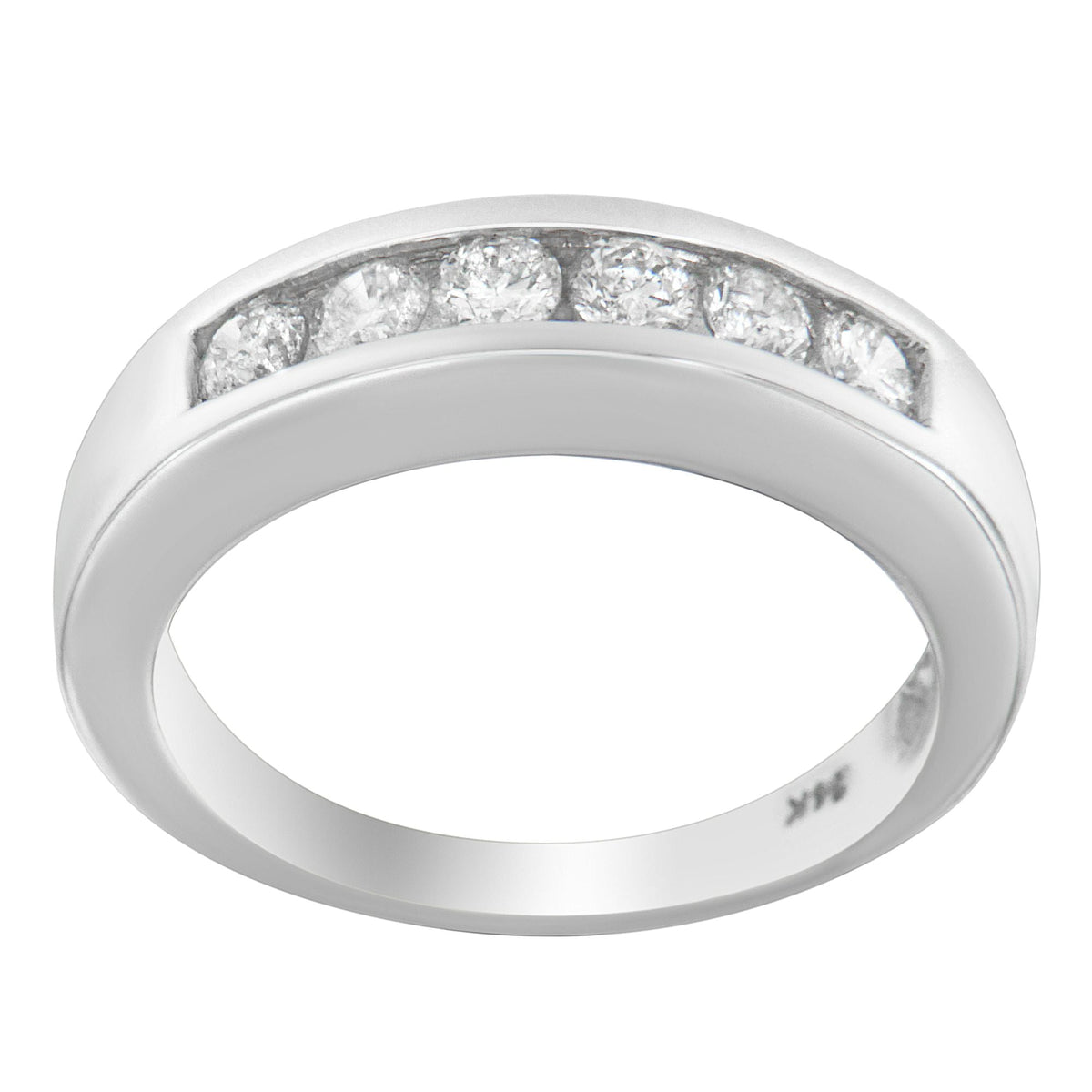 Anillo de oro blanco de 14K con canal de diamantes de 3/4 qt. TDW (H-I, I1-I2)