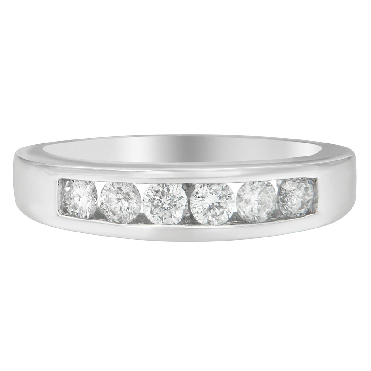 Anillo de oro blanco de 14K con canal de diamantes de 3/4 qt. TDW (H-I, I1-I2)