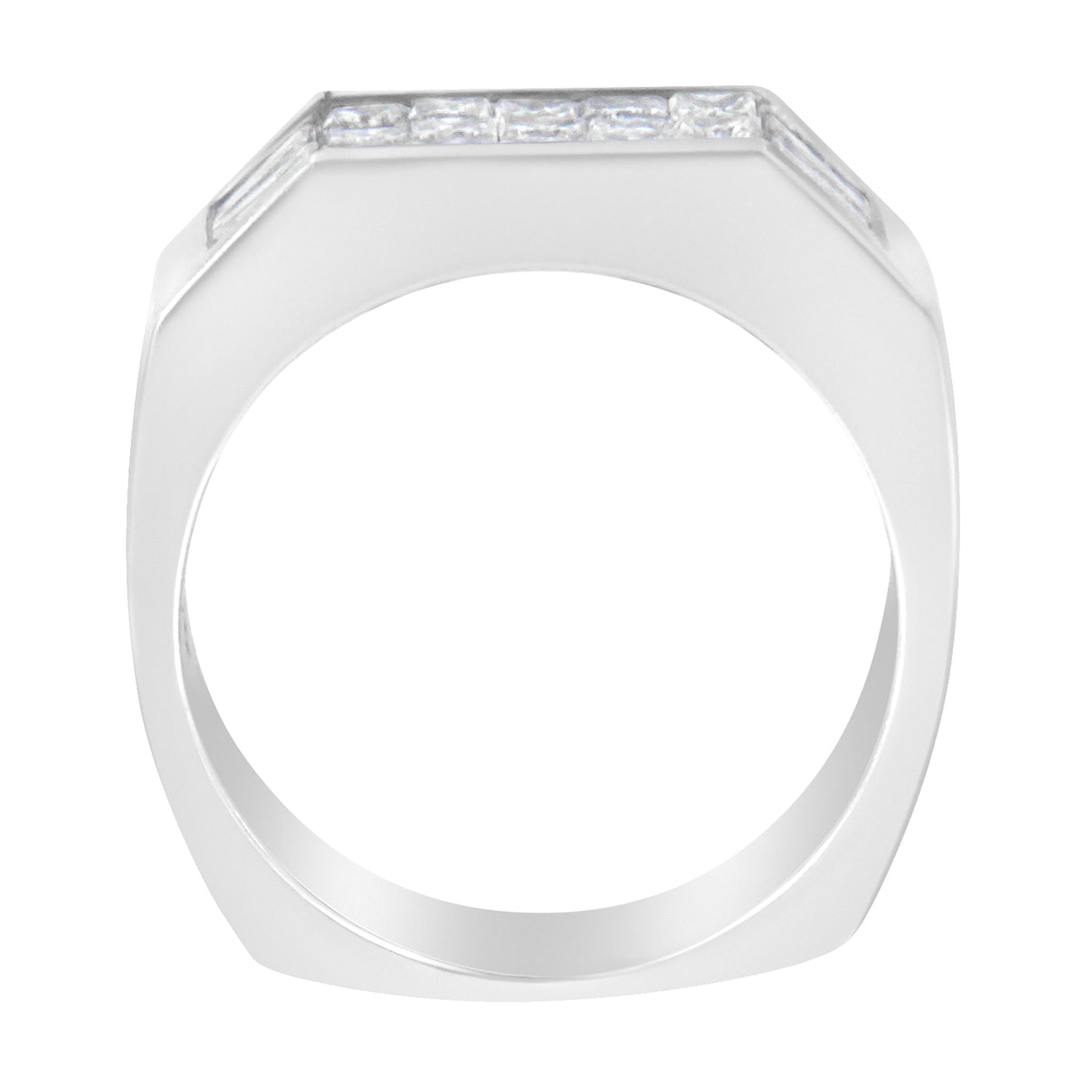 Anillo de diamantes de oro blanco de 14 quilates (1 3/4 quilates en total, color G-H, claridad VS2-SI1)
